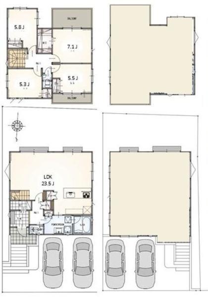 【B号棟】港北区新築戸建2台駐車可LDK23帖