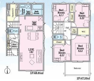 【2号棟】戸塚区新築戸建WIC南面バルコニー