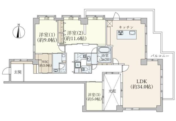 グランフォルム菊名【駅歩3分三方角部屋LDK34帖】