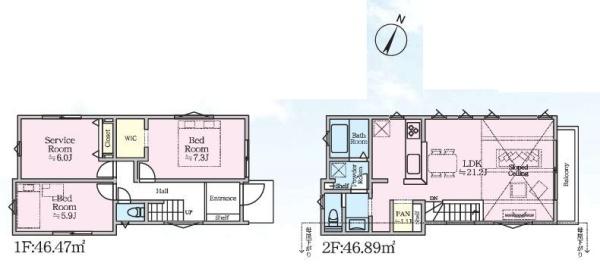 【3号棟】藤沢市新築戸建2台駐車可LDK21帖以上
