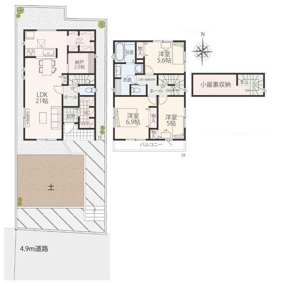 都筑区新築戸建庭付LDK21帖以上パントリー