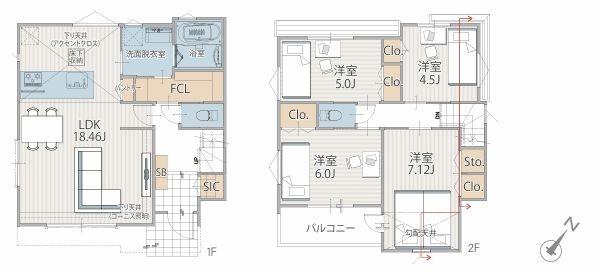 【5号棟】青葉区新築戸建3台駐車可LDK18帖以上