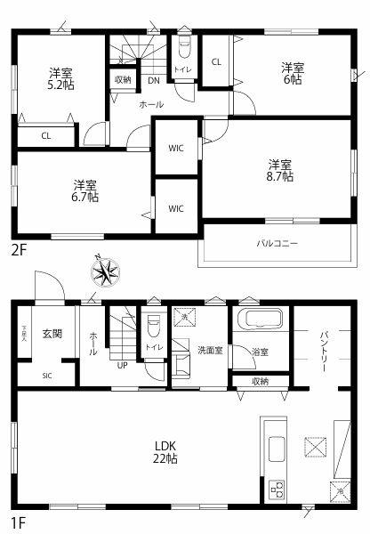 港北区新築戸建WICLDK22帖パントリー