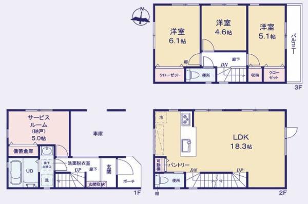 金沢区新築戸建ビルトイン車庫LDK18帖以上