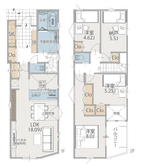【3号棟】戸塚区新築戸建リビング18帖SIC吹抜