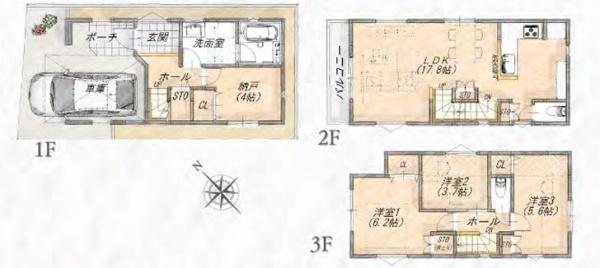 【C号棟】金沢区新築戸建ビルトイン車庫