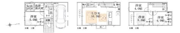 【B号棟】港南区新築戸建ビルトイン車庫2駅2路線