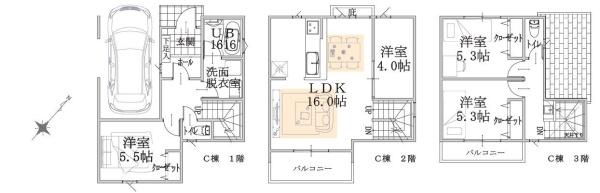 【B号棟】港南区新築戸建ビルトイン車庫2駅2路線