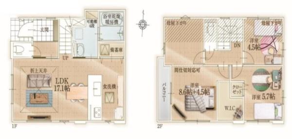 瀬谷区新築戸建カースペース2台南西角地食洗機