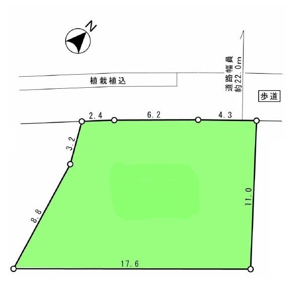 旭区売地建築条件無し整形地前面道路22ｍ約49坪