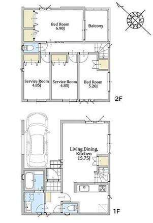 【2号棟】茅ヶ崎市新築戸建 LDK15帖超 カースぺ