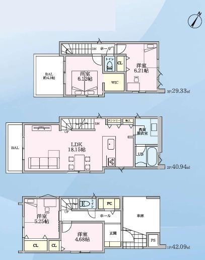 【1号棟】鎌倉市新築戸建ビルトイン車庫LDK18帖以上