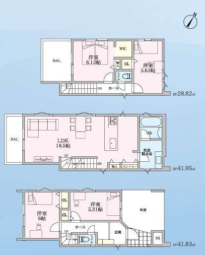 【2号棟】鎌倉市新築戸建ビルトイン車庫LDK18帖以上