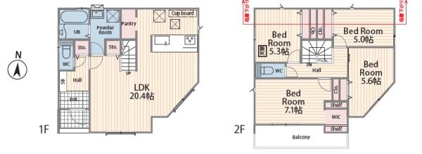 【2号棟】泉区新築戸建駐車3台WICパントリー