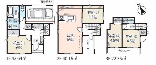 北区志茂５丁目　新築一戸建て　３号棟