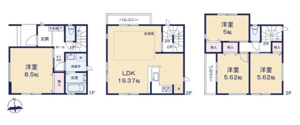 足立区梅田３丁目　新築一戸建て　１号棟