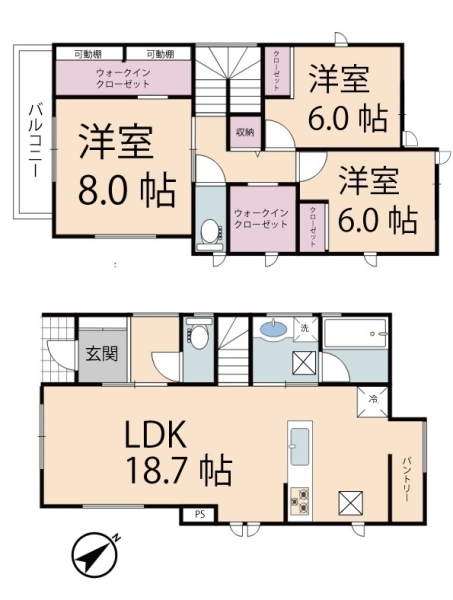 草加市手代3丁目　新築一戸建て　5号棟