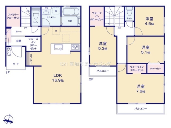 草加市稲荷5丁目　新築一戸建て　3期