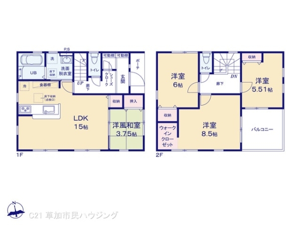 草加市青柳3丁目　新築一戸建て　18期3号棟