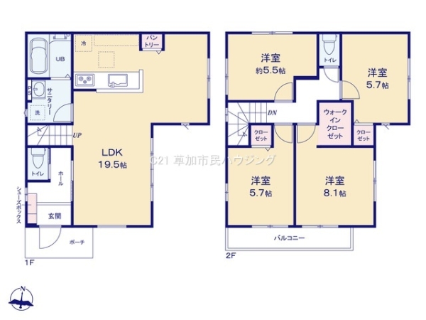 八潮市緑町3丁目　新築一戸建て　5期1号棟