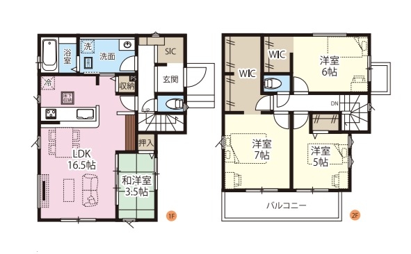 草加市谷塚仲町の土地(プラン例(間取図))