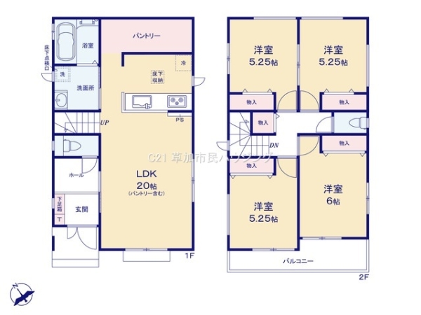 草加市稲荷4丁目　新築一戸建て　第2期E号棟