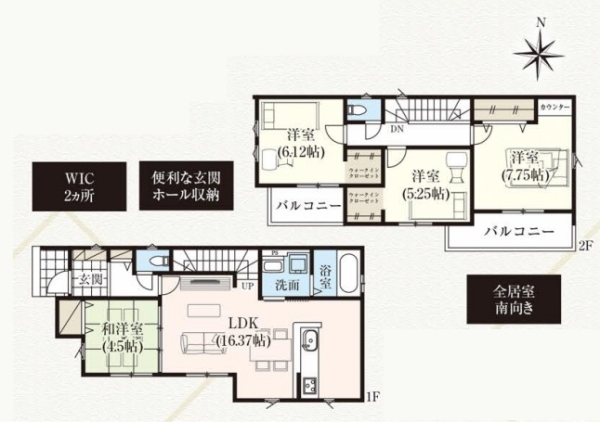 草加市稲荷4丁目　新築一戸建て　12期1号棟