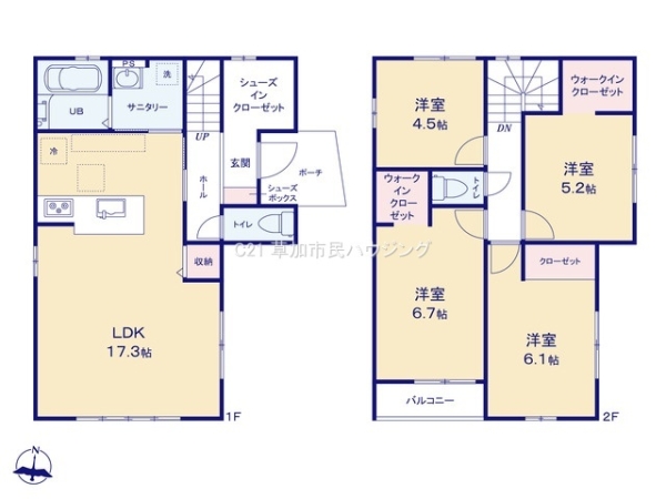 草加市稲荷3丁目　新築一戸建て　5期