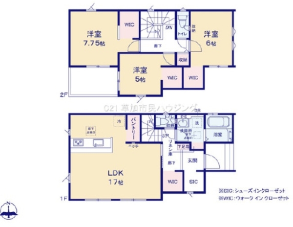草加市谷塚上町　新築一戸建て　8期1号棟