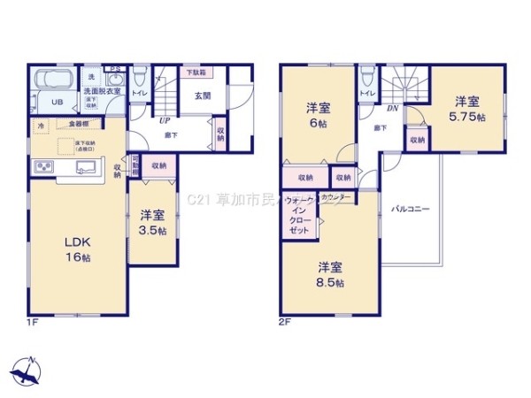 草加市瀬崎5丁目　新築一戸建て　3期2号棟