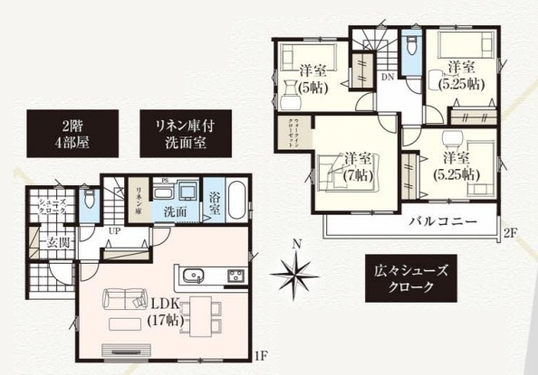 草加市稲荷4丁目　新築一戸建て　12期2号棟
