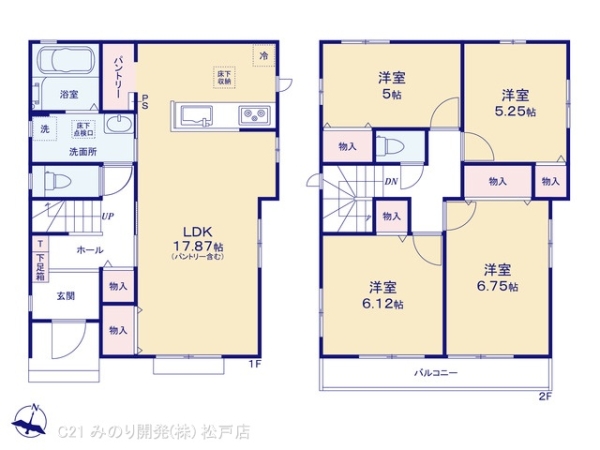 松戸市六高台3丁目の新築一戸建(間取り)