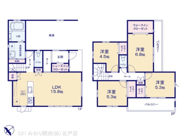柏市南逆井4丁目の新築一戸建(間取り)