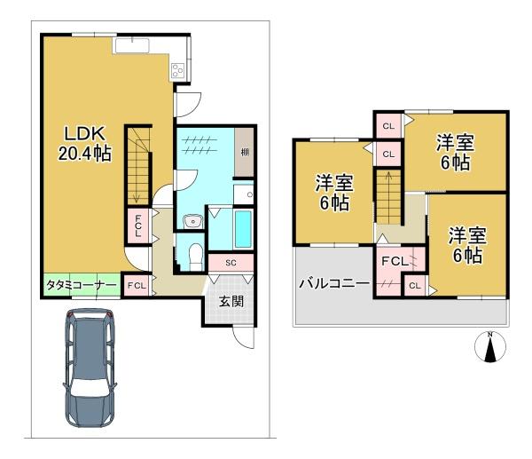 乙訓郡大山崎町字円明寺小字西法寺の中古テラスハウス