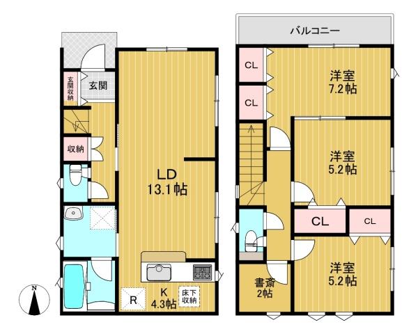 向日市森本町前田の新築一戸建(間取り)