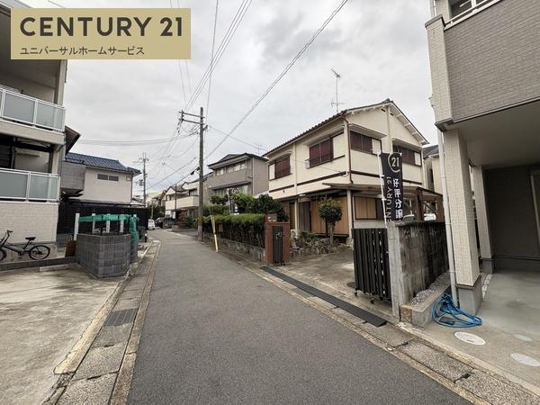 長岡京市長岡1丁目の土地(前面道路含む現地写真)
