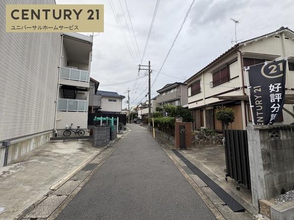 長岡京市長岡1丁目の土地(前面道路含む現地写真)