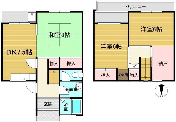 京都市西京区大原野西境谷町３丁目の中古テラスハウス
