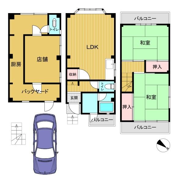 京都市西京区桂西滝川町の店舗付住宅