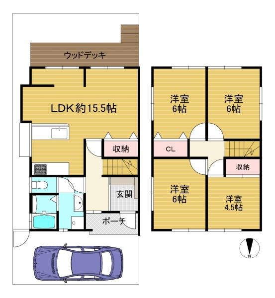 京都市西京区大原野西竹の里町１丁目の中古テラスハウス