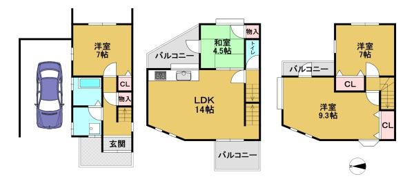 京都市南区久世築山町の中古一戸建