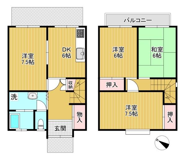 京都市西京区大枝南福西町１丁目の中古テラスハウス