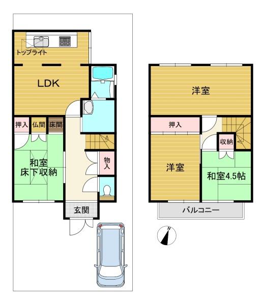 京都市西京区大枝北福西町３丁目の中古テラスハウス