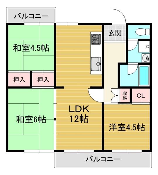 洛西境谷住宅1号棟(間取り)