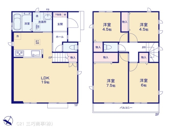所沢市東所沢3丁目の新築一戸建(間取り)