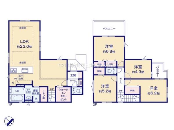流山市鰭ケ崎の新築一戸建(間取り)