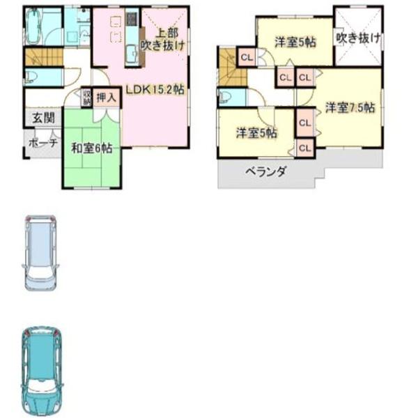 松戸市胡録台の中古一戸建て(間取り)