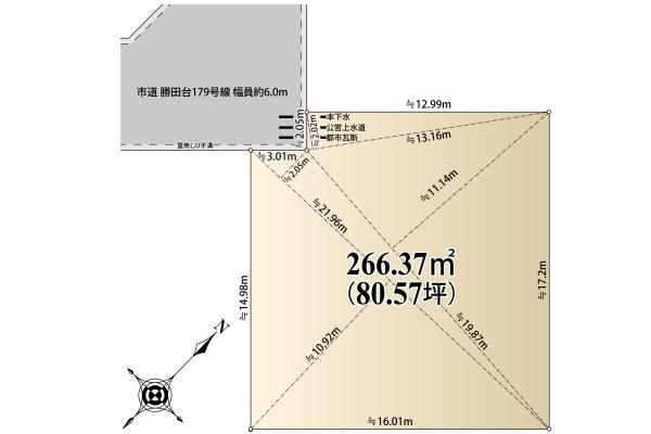建築条件無し土地、八千代市勝田台四丁目