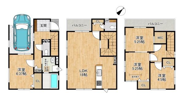 交野市私部４丁目　１号棟　新築一戸建て