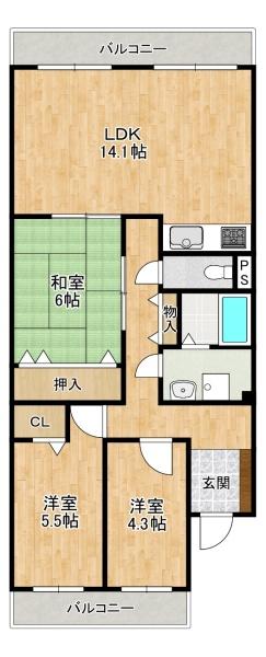 グリーンタウン香里ヶ丘　Ａ棟　中古マンション